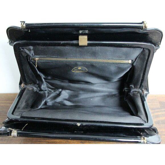 ELEGANT TRUE VINTAGE THEODOR BLACK VINYL EVENING HANDBAG PURSE POCKETBOOK BAG - Picture 8 of 8